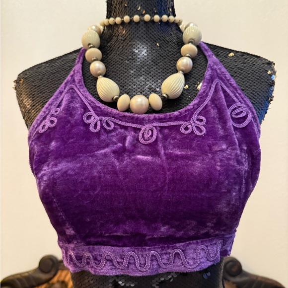 Tops - Purple Velvet Women's Crop Halter Top EUC